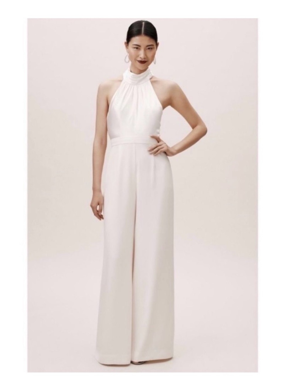 Jill Stuart white bridal jumpsuit with flare pants from Anthropologie